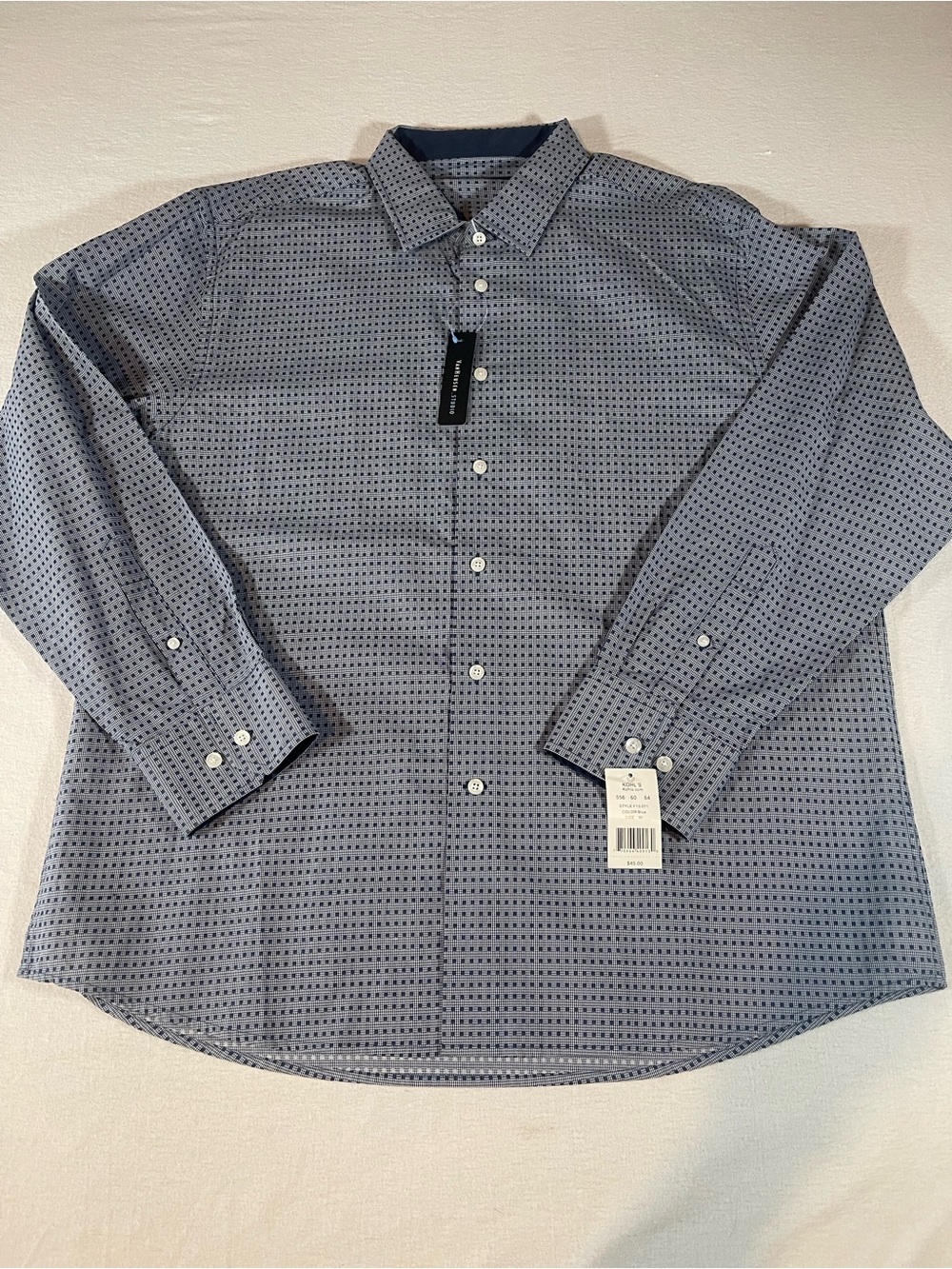 Van Heusen- Studio Men’s Blue Micro-Pattern Dress Shirt XL 17-17.5 NWT